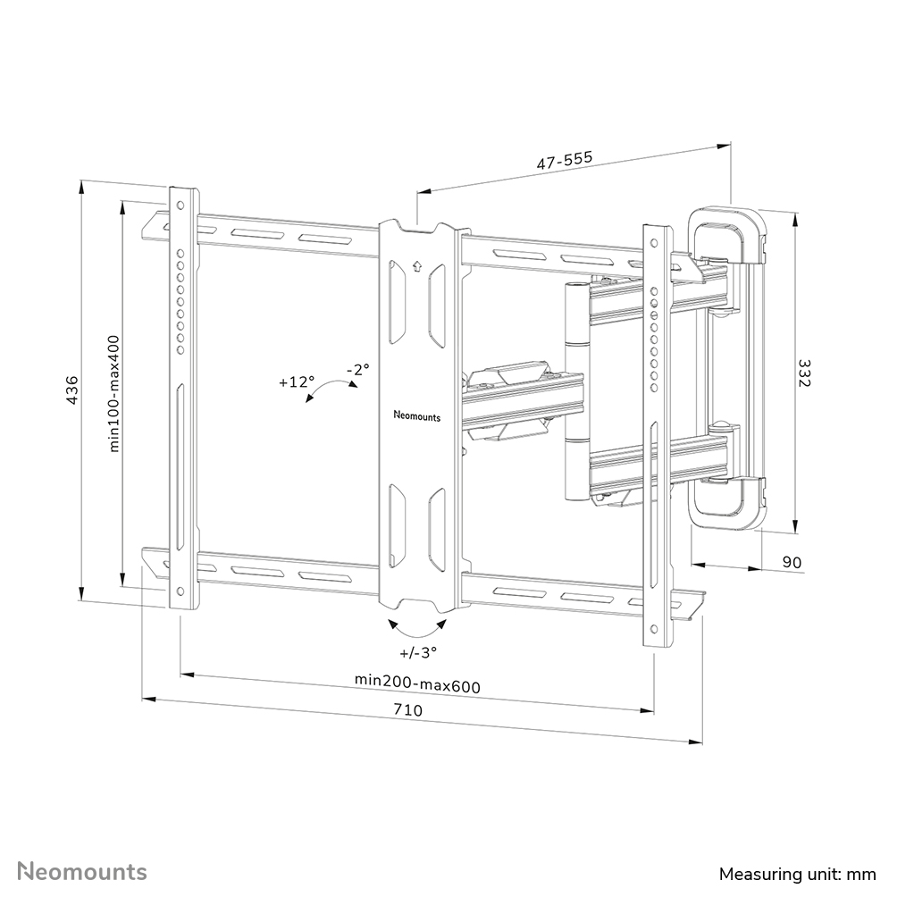 Neomounts WL40S-850BL16 Support pour écran mural 40-70" - orientable - installation rapide